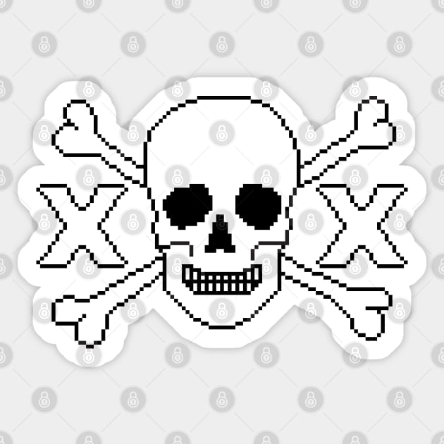 Pixelated Straight Edge Skull and Crossbones XXX Sticker by pookiemccool